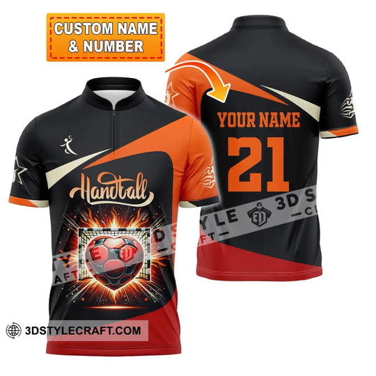 Man Shirt, Custom Name and Number Handball Shirt, Handball Polo Long Sleeve, Handball Club Uniform, Handball Lover Gift style option 1