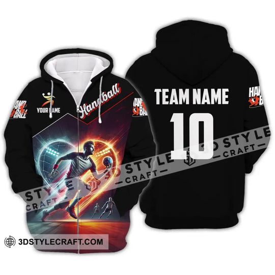 Man Shirt, Custom Name and Number Handball Shirt, Handball Polo Long Sleeve, Handball Club Uniform, Handball Lover Gift style option 3
