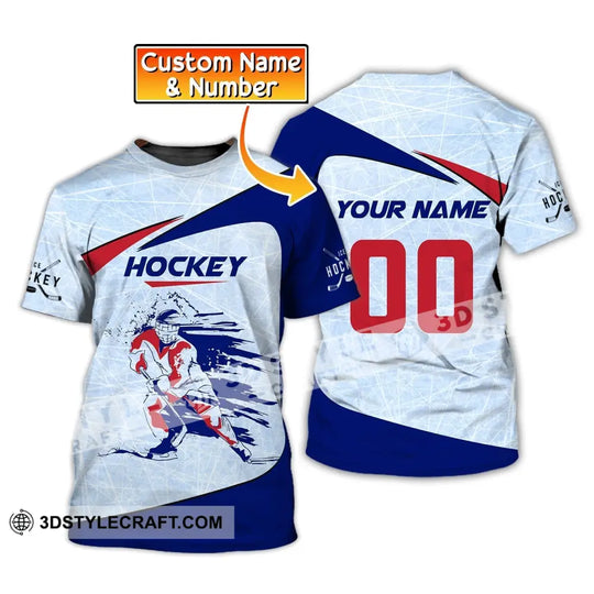 Man Shirt, Custom Name and Number Hockey T-Shirt, Ice Hockey, Gift for Hockey Player style option 1