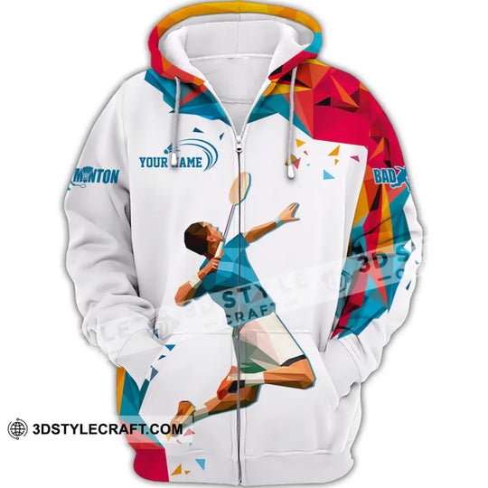Man Shirt, Custom Name Badminton T-Shirt, Badminton Hoodie Long Sleeve Shirt, Gift for Badminton Lovers style option 3
