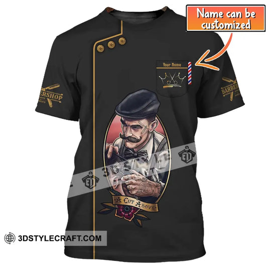 Man Shirt, Custom Name Barber Shirt, A Cut Above, Hairstylist Apparel style option 1