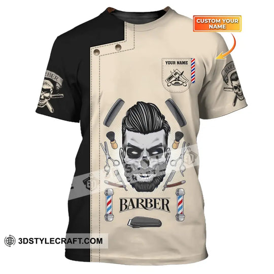 Man Shirt, Custom Name Barber Shirt, Hairstylist Apparel, T-Shirt For Barber Shop style option 1