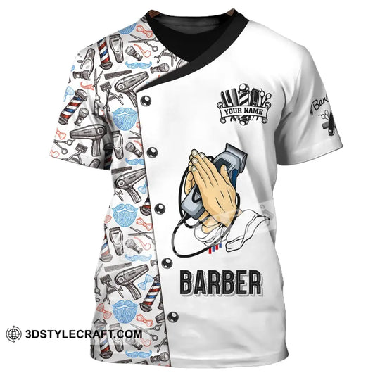 Man Shirt, Custom Name Barber Shirt, Hairstylist Apparel, T-Shirt For Barber Shop style option 2