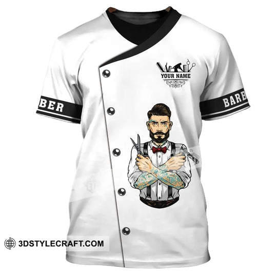 Man Shirt, Custom Name Barber Shirt, Hairstylist Apparel, T-Shirt For Barber Shop style option 2