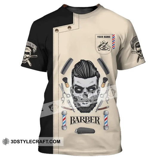 Man Shirt, Custom Name Barber Shirt, Hairstylist Apparel, T-Shirt For Barber Shop style option 2