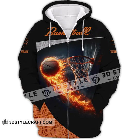 Man Shirt, Custom Name Basketball Shirt, Basketball Fire, Gift for Basketball Player style option 3