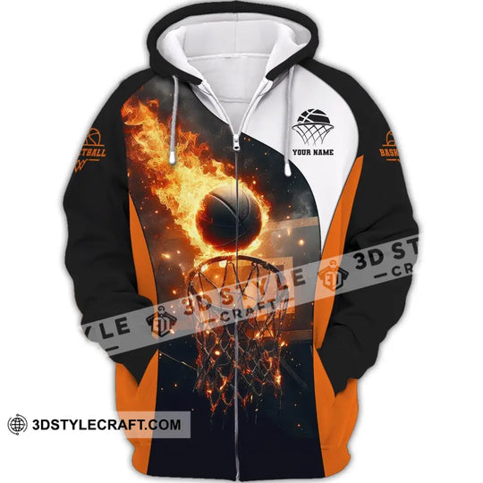 Man Shirt, Custom Name Basketball Shirt, Basketball Fire, Gift for Basketball Player style option 3