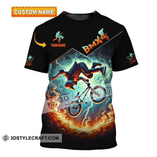 Man Shirt, Custom Name Bicycle Moto Cross Shirt, BMX Polo Shirt Long Sleeve Hoodie style option 1