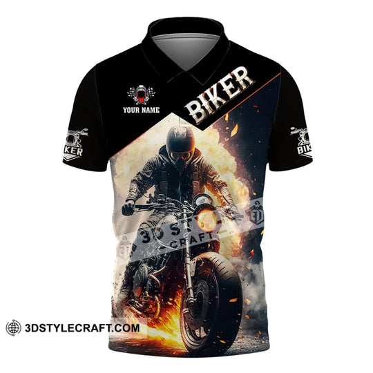 Man Shirt, Custom Name Biker Shirt, Biker Hoodie Polo Long Sleeve Shirt style option 4
