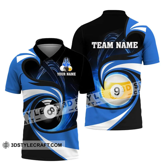 Man Shirt, Custom Name Billiards Polo Shirt, Billiards Long Sleeve Hoodie, Gift for Billiards Lover style option 4
