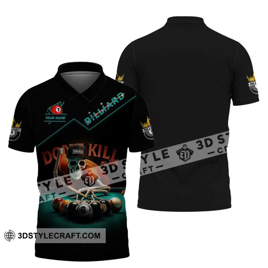 Man Shirt, Custom Name Billiards Shirt, Billiards Polo Long Sleeve, Billiards Skull, Billiards T-Shirt style option 4