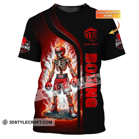 Man Shirt, Custom Name Boxing Shirt, Boxing Fire, Boxing Polo Long Sleeve, Gift for Boxing Lover style option 1