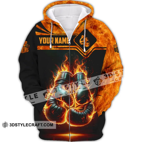 Man Shirt, Custom Name Boxing Shirt, Boxing Fire, Boxing  Polo Long Sleeve, Gift for Boxing Lover style option 3