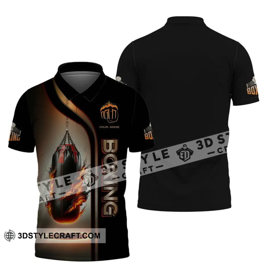 Man Shirt, Custom Name Boxing Shirt, Boxing  Polo Long Sleeve, Gift for Boxing Lover style option 4