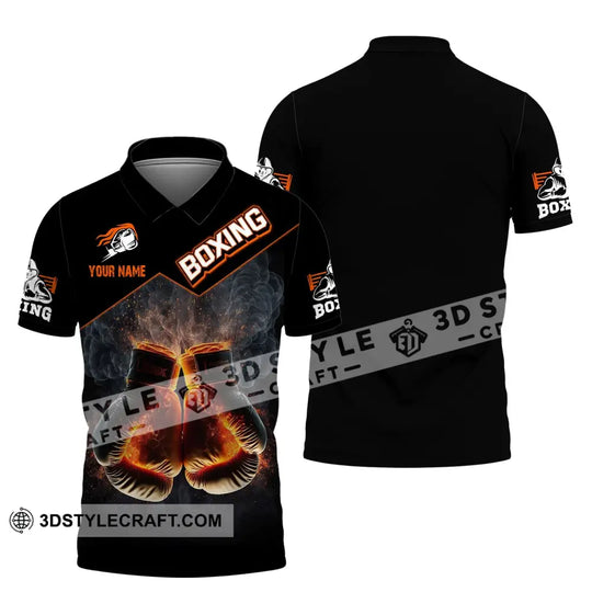 Man Shirt, Custom Name Boxing Shirt, Boxing Polo Long Sleeve, Gift Boxing Players style option 3