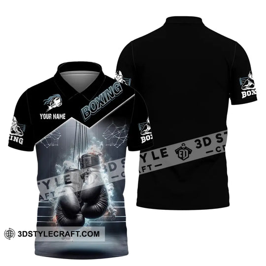 Man Shirt, Custom Name Boxing Shirt, Boxing Polo Long Sleeve, Boxing Gift style option 4