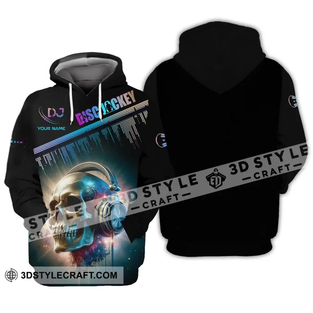 Man Shirt Custom Name Disc Jockey T-Shirt Music Lover Dj Skull Gift For Hoodie / S