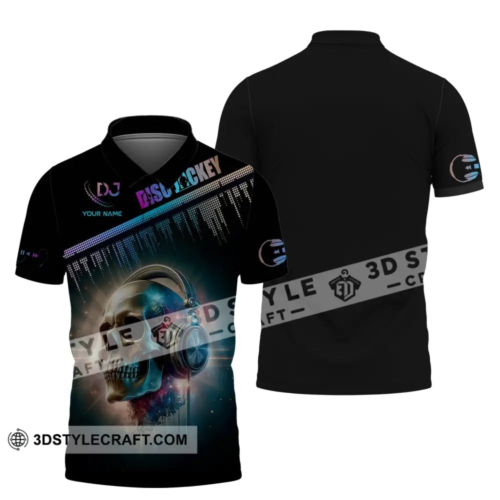 Man Shirt Custom Name Disc Jockey T-Shirt Music Lover Dj Skull Gift For Polo / S