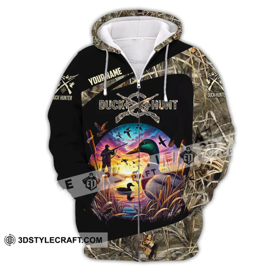 Man Shirt, Custom Name Duck Hunter Shirt, Duck Hunting T-Shirt Hoodie Long Sleeve Shirt style option 3