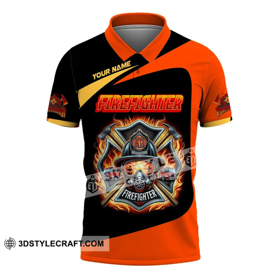 Man Shirt, Custom Name Firefighter Shirt, Fireman Hoodie Polo Long Sleeve Shirt style option 4