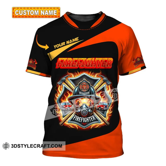 Man Shirt, Custom Name Firefighter Shirt, Fireman Hoodie Polo Long Sleeve Shirt style option 1
