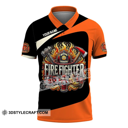 Man Shirt, Custom Name Firefighter Shirt, Firefighter T-Shirt Hoodie Long Sleeve Shirt style option 4