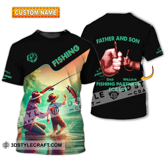 Man Shirt, Custom Name Fishing Shirt, Father and Son Fishing Partner Shirt style option 1