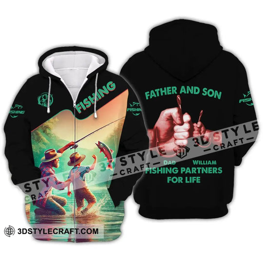 Man Shirt, Custom Name Fishing Shirt, Father and Son Fishing Partner Shirt style option 3