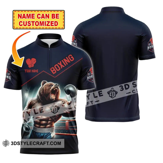 Man Shirt, Custom Name Shirt for Boxing Lover, Boxing Bear Shirt, Boxing Hoodie Shirt Polo Long Sleeve style option 2