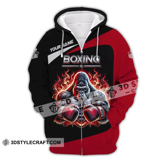 Man Shirt, Custom Name Shirt for Boxing Lover, Boxing Bear Shirt, Boxing Hoodie Polo Long Sleeve Shirt style option 3