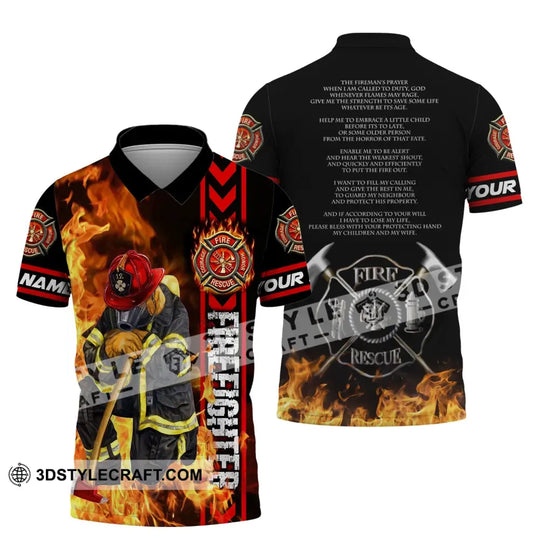 Man Shirt, Custom Name Shirt for Firefighter, Firefighter T-shirt, Firefighter Polo Shirt style option 4