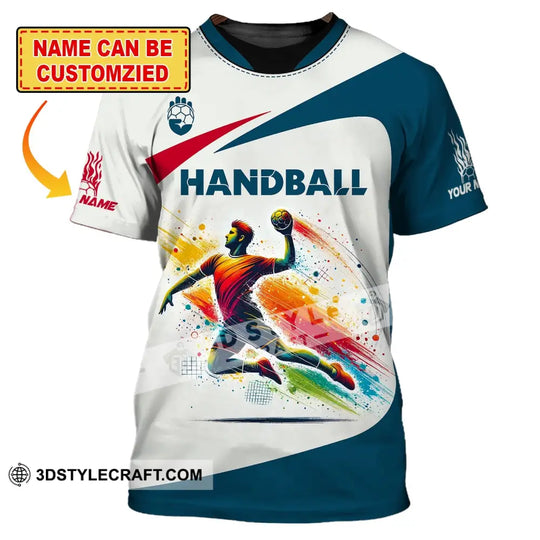 Man Shirt, Custom Name Shirt for Handball Player, Handball Shirt, Handball Hoodie Polo Long Sleeve Shirt style option 1