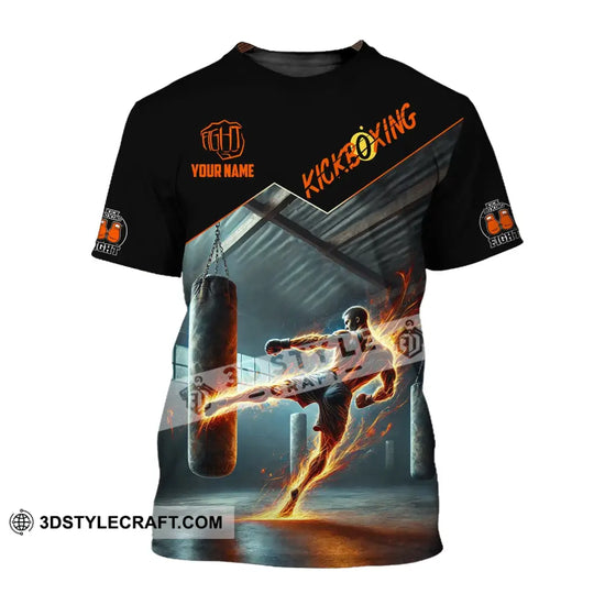 Man Shirt, Custom Name Kickboxing Shirt, Kickboxing  Hoodie Polo Long Sleeve Shirt style option 2