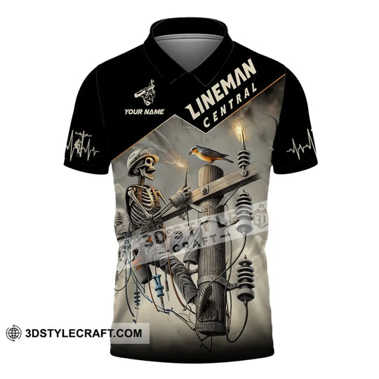 Man Shirt, Custom Name Lineman Central Shirt, Lineman Central Hoodie Polo Long Sleeve Shirt style option 4