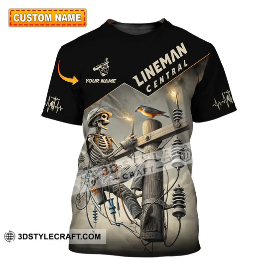 Man Shirt, Custom Name Lineman Central Shirt, Lineman Central Hoodie Polo Long Sleeve Shirt style option 1