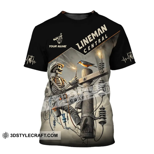 Man Shirt, Custom Name Lineman Central Shirt, Lineman Central Hoodie Polo Long Sleeve Shirt style option 2