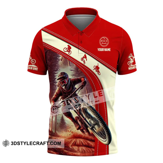 Man Shirt, Custom Name Mountain Bike Shirt, Mountain Bike Polo Long Sleeve, Mountain Bike Gift style option 4
