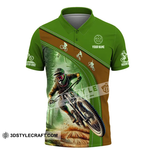 Man Shirt, Custom Name Mountain Bike Shirt, Mountain Bike Polo Long Sleeve, Mountain Bike Gift style option 4