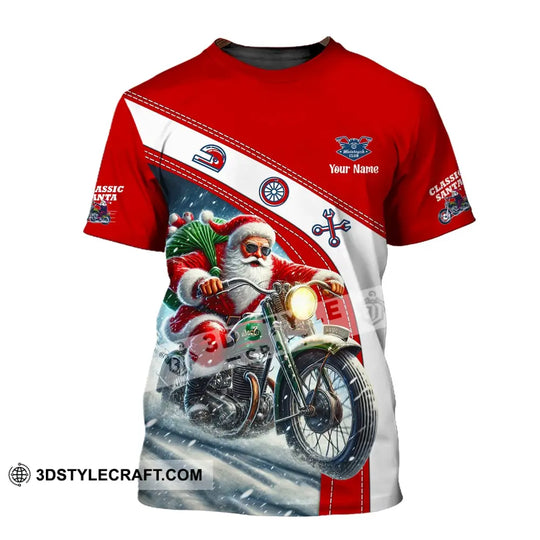 Man Shirt, Custom Name Santa Classic Bike Shirt, Classic Motorcycle T-Shirt Hoodie Long Sleeve Shirt, Christmas Gift style option 2