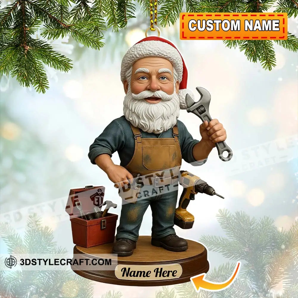 Mechanic Santa Home Decor Christmas Ornament Personalized Ornament 3.54’’ / 1 Ornament Ornament