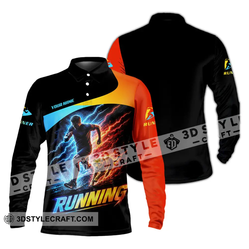Men Shirt - Custom Running Shirt - Long Sleeve Polo / S - T-shirt