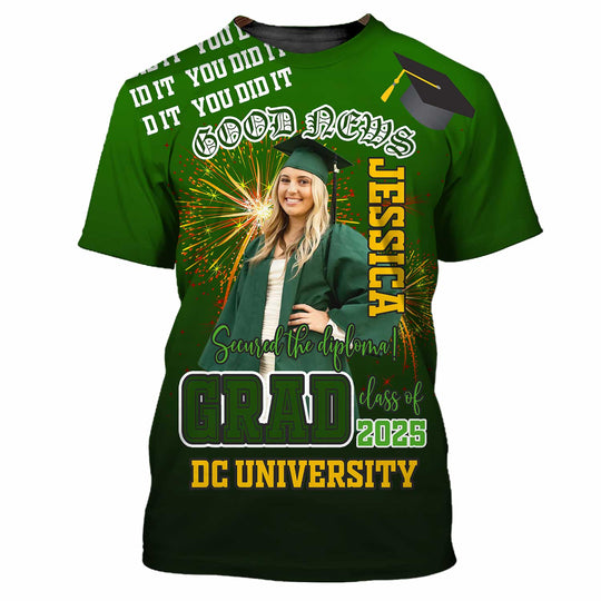 Unisex Shirt - Custom Text Shirt, Grad Shirt style option 2