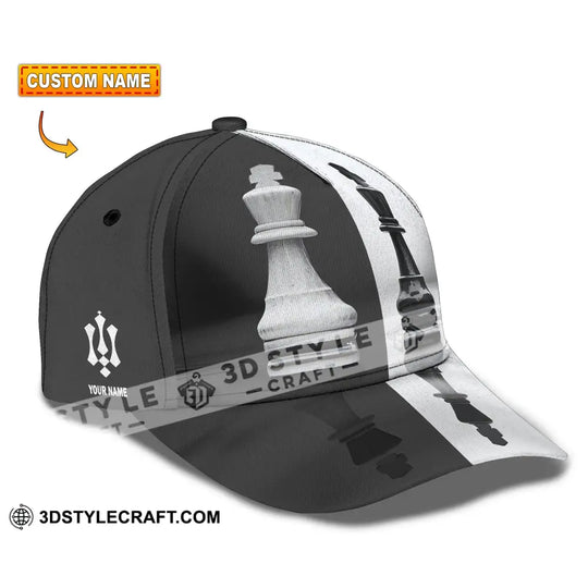 Personalized Cap, Customized Classic Cap Couple Black And White Chess style option 1