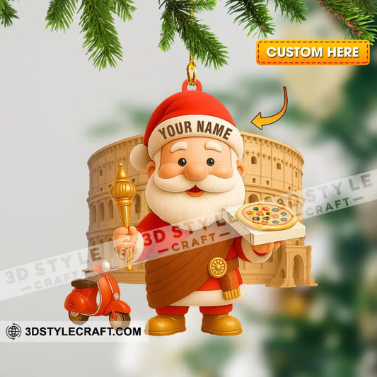 Pizza Santa Home Decor Christmas Ornament Personalized Ornament 3.54’’ / 1 Ornament Ornament
