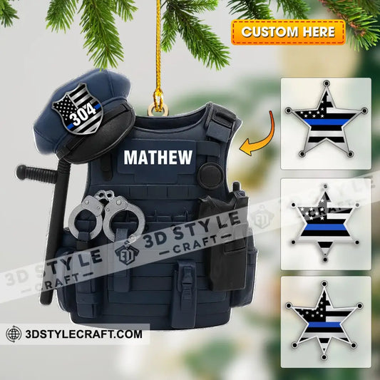 Police Home Decor Christmas Ornament Personalized Ornament 3.54’’ / 1 Ornament Ornament