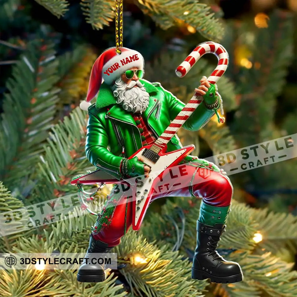 Rock Star Santa Home Decor Christmas Ornament Personalized Ornament Ornament