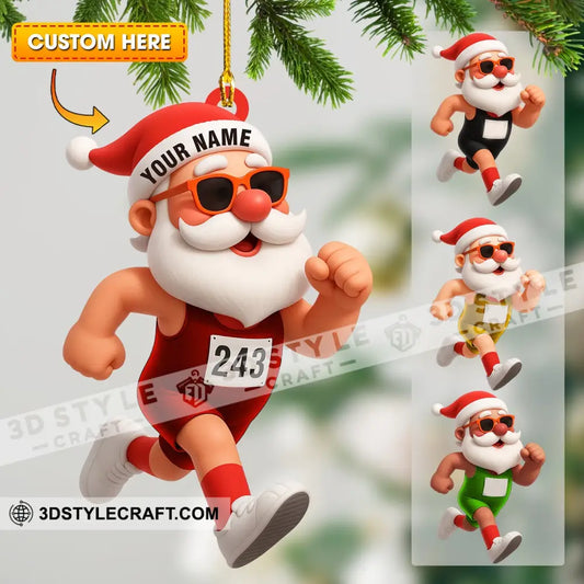 Running Santa Home Decor Christmas Ornament Personalized Ornament 3.54’’ / 1 Ornament Ornament