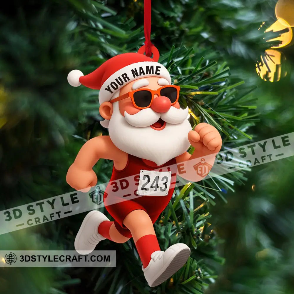 Running Santa Home Decor Christmas Ornament Personalized Ornament Ornament