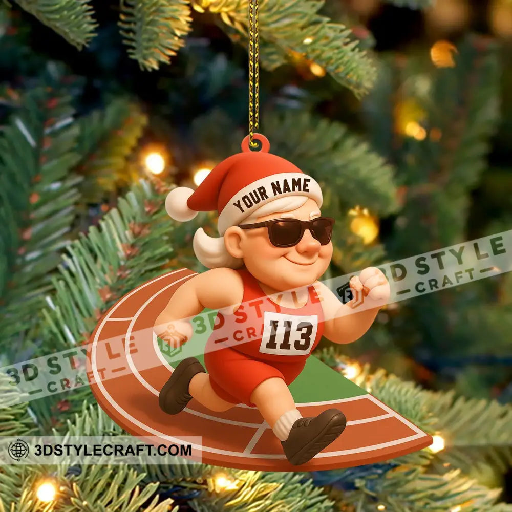 Running Santa Home Decor Christmas Ornament Personalized Ornament Ornament