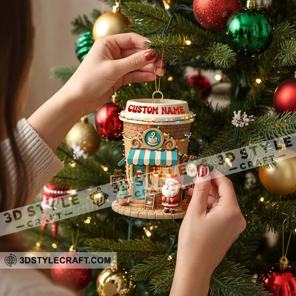 Santa Coffee Shop Home Decor Christmas Ornament Personalized Ornament Ornament
